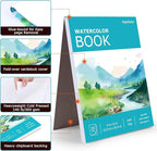 Hapikalor 9"x12" Watercolor Sketchbook, 1-Pack Spiral Bound, Water Color Paper, 140lb/300gsm Watercolor Paper, Watercolor Notebook, Watercolor Journal, Sketch Pad, School Supplies, Teal