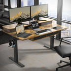 ExaDesk 55 * 30 Inches Electric Standing Widened Desk Adjustable Height with 4 Drawers, Double Storage Shelves Stand Up Desk, Home Office Workstation Sit Stand up Desk (Rustic Brown)