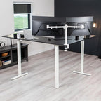 VIVO Electric Corner 75 x 63 inch L-Shaped Standing Desk, Memory Height Adjustment, Black Top White Frame, DESK-E3CTWB-75