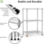 M MZG 450 lbs Wire Storage Shelving 3-Tier Utility Shelving Unit Steel Organizer Wire Rack for Home,Kitchen,Office,Chrome(11.8" D x 17.7" W x 26.4" H)
