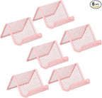EMOMAS Business Card Holder for Desk, Office Desktop Business Card Display Holder, Mesh Business Card Holder, Desk Accessories for Women and Men, Pink(6 Pack)