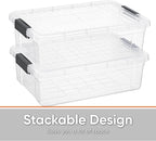 Superio Clear Storage Boxes with Lids, 13.7 Quart Plastic Container Bins for Organizing, Stackable Crates, BPA Free, Non Toxic, Odor Free, Organizers for Home, Office, School, and Dorm