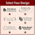 Custom Floral Address Stamp | Choose from 12 Designs | Multiple Ink Color Options | Envelope Return Address Stamp for Couple or Family (Design 12, Medium)