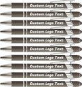 HEYZARDA Personalized Pens with Name Text Logo Custom Ballpoint Pen for Business Office Events with Stylus for Touchscreen 10 Pcs Grey