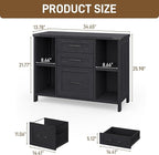 Vabches File Cabinet with 3 Drawers, Farmhouse Lateral File Cabinet Fits Files Letter/A4 Size, Wooden Filing Cabinet with Adjustable Shelves Printer Stand for Home Office, Black