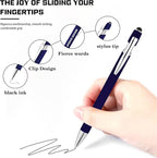 CRME 10pcs Inspirational Blue Pens Ballpoint Set Multi Tool Pens with Stylus Tips Compatible with Any Touchscreen Device Funny Desk Decor Encouragement Gifts for Birthday Party