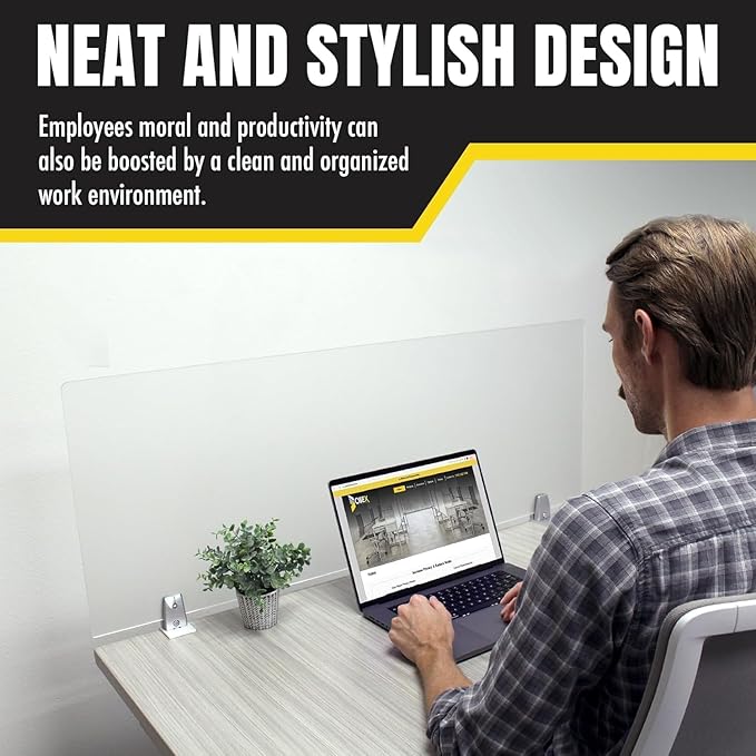 OBEX Frosted Acrylic Desk Mounted Privacy Panel, 12" x 24", Frosted