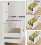 GFGWXW 2 Drawer Vertical File Cabinet with Lock, Suitable for Letter/A4/F4/Legal Size Hanging Files,Small Wood Filing Storage Cabinets Printer Stand for Home Office,White