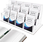 Vevitts Vertical Business Card Holder, Acrylic Business Card Display, Clear Desktop Business Card Stand for Exhibition, Home & Office Clear 3 Tiers 12 Slots