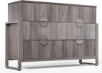 LGHM Fluted Dresser for Bedroom with 6 Drawers, Modern 6 Drawers Dressers with Semicylinder Fluted, Solid Chest of Drawers, 50" W Dresser with Bold Steel Frame, Metal Handles, Gray