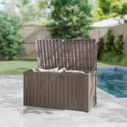 Yardgrace 180 Gallon Outdoor Storage Box Waterproof, Resin Deck Boxes with Lockable Lid & UV-Resistant for Patio, Pool, Garden Furniture Cushions & Accessories, Coffee