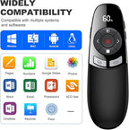 USB Type C Presentation Clicker with Battery & Timer Display, Wireless Presenter Remote PowerPoint Clikcer for Mac Computer