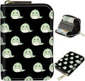 BWEGRHE Cute Credit Card Holder with Zipper, Cute Dinosaurs RFID-Blocking Card Case Small Wallet for Women Men, Multi-slot Card Organizer Case Travel Accordion Wallet