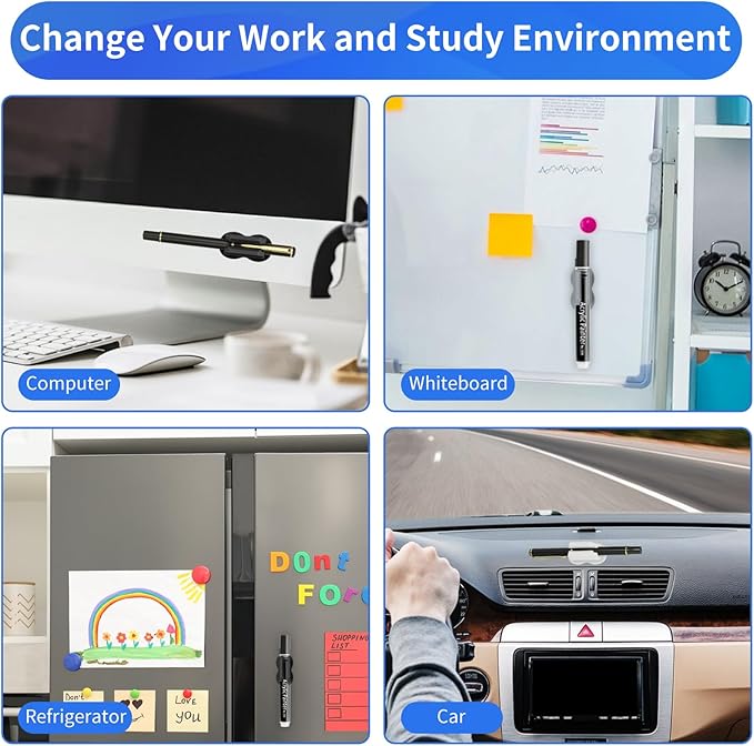 12PCS Pen Holder for Desk, Upgraded Adhesive Pen Pencil Holder for Desk Wall Clipboard Car Silicone Pens Markers Pencils Organizer Teacher Supplies Office Supplies (12PCS Multicolor)