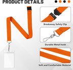 24-Pack Orange Breakaway Lanyards with Waterproof Badge Holders, Polyester Neck Straps for ID Cards, Events, Office, and Schools