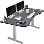 VIVO Electric 63 x 32 in Standing Desk, Memory Height Adjustment, 1B Series, Holds 220 lbs, Black Carbon Fiber Top Gray Frame, DESK-KIT-1G1R