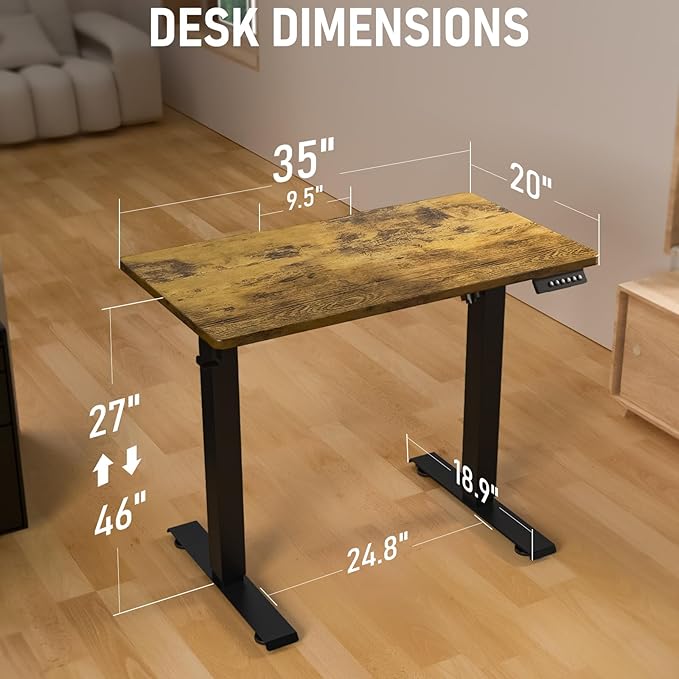 35 * 20 Electric Standing Desk, Adjustable Height Sit Stand Up Desk, Motorized Home Office Computer Gaming Workstation Desk