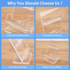 NIUBEE Acrylic Business Card Holder 2 Slots - Double Capacity Business Card Stand for Desk, 2 Tier Clear Gift Card Display for Office, Event, Exhibition