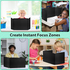 26 Pack Black Desk Dividers with Labels for Students, ROOKEA Waterproof Plastic Study Carrel Dividers, Privacy Classroom Shield Folder Boards Desk for Classroom Teacher Supplies Test Divider