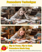Digital Pomodoro Timer Cube 5/10/25/50min, Visual Productivity Flip Timer for Kids Classroom Desk, Custom Countdown, Silent and Sound Mode for ADHD Study Work Game Kitche(Black)