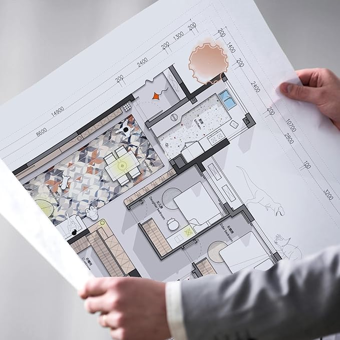 VEVOR Wide Format Paper, 24 in x 150 ft Plotter Roll, 2 Rolls CAD Bond Rolls with 2 in Core, 20 LB Bond Paper Rolls, Ideal for CAD Drawings, Engineering Plans, GIS Maps, and Architectural Designs