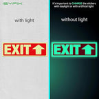 iSYFIX Exit Stickers Signs with Directional Up Arrow 12 Pack 12x4 Inch - Glow in the Dark Photoluminescent Vinyl for Office, School, Business, Warehouse - UV & Weather Resistant for Indoor/Outdoor Use