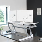 VIVO 42 inch Height Adjustable Stand Up Desk Converter, V Series, Quick Sit to Stand Tabletop Dual Monitor Riser Workstation, White, DESK-V000VLW