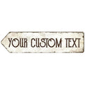 Rustic Custom Sign, Personalized Left Directional Metal Composite Street Sign for Indoor and Outdoor Use 6x24 Inches, ACM Made in the USA