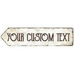 Rustic Custom Sign, Personalized Left Directional Metal Composite Street Sign for Indoor and Outdoor Use 6x24 Inches, ACM Made in the USA