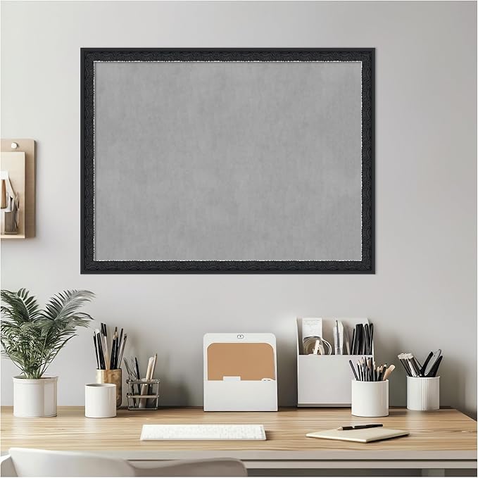 Amanti Art Black Framed Magnetic Board 20x26 Medium Vision Board for use with Magnets, 100% Metal Sheet to Display Items as Office Decor or for Home Organization in mudroom, Kitchen or Kids Room