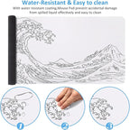 iCasso White Mouse Pad, Extended Gaming Mouse Pad (35.4x15.7 in), Large Stable Rubber Base Mousepad with Stitched Edges, Keyboard Mouse Mat Desk Pad for Work, Game, Office, Home
