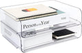Zyners 2 Pack Stackable Desk Letter Paper Tray, A4 Clear Plastic Desk File Organizer Letter Tray, Desktop File Paper Organizer with Anti-Skid Design for Office Desktop