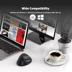 Ergonomic Wireless Mouse with USB Receiver for PC Computer, Laptop and Desktop, Ergo Mouse Vertical with Silent Clicks Long Battery Life, Up to 1600 DPI & 1 AA Battery Powered, Black