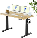 FLEXISPOT EN1 One-Piece Solid Wooden Standing Desk 48 x 24 Inches Height Adjustable Electric Sit Stand Home Office Desks (Black Frame + Rubber Wood Top, 2 Packages)
