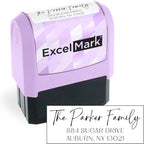 ExcelMark Address Stamp - Custom Return Address Stamp with Elegant Designs, Vibrant Colors & Patterns – Perfect for Mail, Invitations & Gifts (Violet Mount, Santa Catalina)