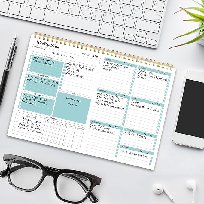 Weekly Planner Notepad Undated Weekly Goals Schedule Planner To Do List Notebook Planning Pad Calendars Organizers Habit Tracker Journal for Man & Women,52 Weeks (8.5x11")
