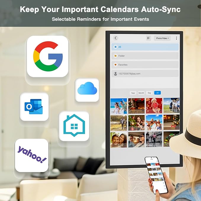 32" Smart Digital Calendar for-Family-Business-Planner - Electronic Calendar for Business Chore Chart, Touchscreen Display for Family Schedules, Auto-Sync Google iCloud Outlook Calendars for Kid Adult