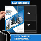 Laerjin 3 Pack Acrylic Sign Holder 8.5 x 11, Slanted Back Sign Holders, Clear Sign Holder, Plastic Paper Holder, Flyer Document Paper Display Stand for Office Desktop