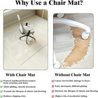 Koonmi Tempered Glass Chair Mat for Hardwood Floors & Carpets, 48" x 60“ Transparent Heavy Duty Office Floor Protector with Noise-Free Gliding Shatterproof for Home Office Desk