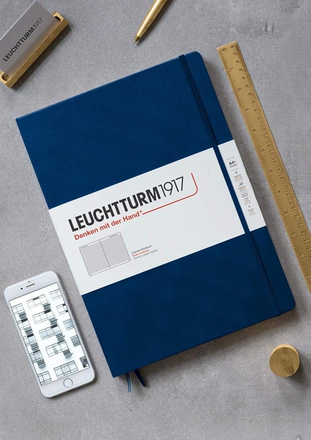 LEUCHTTURM1917 - Notebook Hardcover Master Classic A4+ - 235 Numbered Pages for Writing and Journaling (Black, Dotted)