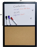Combination Board Magnetic Dry Erase Board & Corkboard,24''x18'' Combo Board, Black Frame