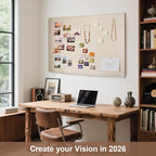 Large Vision Board 48x36, Thicken Felt Pin Board for Living Room or Home Office, Ideal for Family Goals, Photos, Notes with 20 Pushpins and 20 Postcards, Oatmeal