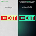 iSYFIX Exit Signs with Directional Left Arrow - 6 Pack 12x4 Inch Glow in the Dark for Business, School, Office, Warehouse - Durable 40 Mil Polystyrene, UV Laminated, Waterproof, Scratch & Fade Resistant