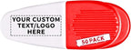 50 Magnetic Memo Holders Set - Customizable Text, Logo - Large Clip, Plastic - White Red
