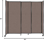 Versare Straightwall Sliding Portable Wall Partition | Freestanding Office Dividers | Locking Wheels | Temporary Room Separator | 7'2'' Wide x 6'10'' Tall Latte Fabric Panels