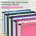 ANSOOK Plastic Hanging File Folders Letter Size, 3 Inch Reinforce Expanding File Folder,12 Pack File Cabinet Folders,Heavy Duty Hanging File Organizer,File Folders Hanging with Tabs