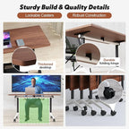 Goakwwuz Conference Room Table, Folding Conference Tables,Thicken Grey Tabletop,Flip Top Wooden Seminar Meeting Room Table for Conference Room Offices (6, Walnut, 61.0“)