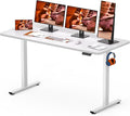FitStand AdjustableStanding Desk 63 x 24 Inch Home Office Desk with Memory Preset, Computer Workstation Splice White Top Frame