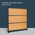 Stand Up Desk Store Beechwood Aesthetic Modular Walls | 70" W x 70" H Modular Room Dividers with Natural-Looking Woodgrain Finish for Offices, Classrooms, and More