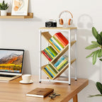 IBUYKE 5 Tier Tree Bookshelf, Small Desktop Bookshelf with Storage Organizer,for Books/CDs/Movies,Desk Display Bookcase for Bedroom Living Room,Natural,TBC003N